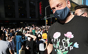 Impromptu Biden Victory Rally : Times Square : New York :  Photos : Richard Moore : Photographer